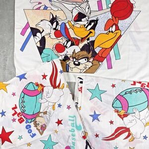 Gerber Looney Tunes Sports Crib Sheet Set Flat Fitted Vintage USA Made Bugs Daff